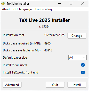 Pantalla del instalador básico (Windows)